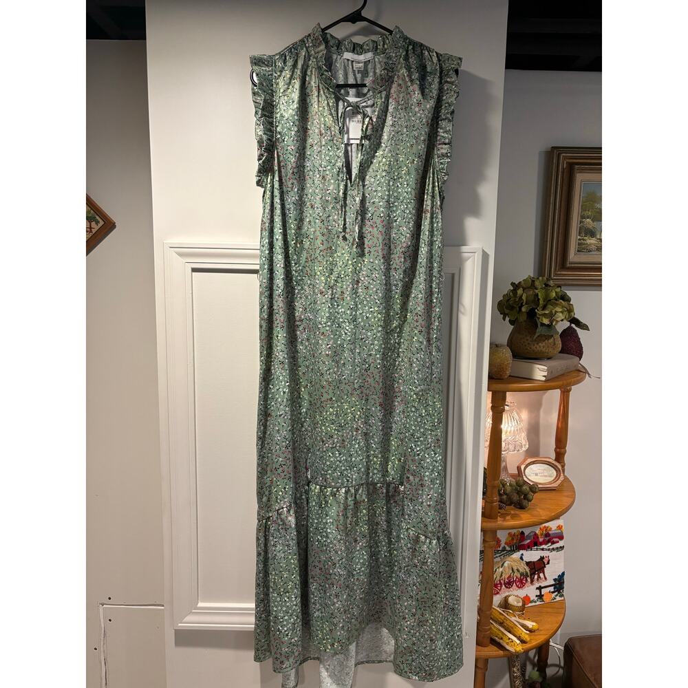 NWT Fourteenth Place Satin Maxi Ruffle Floral Dress